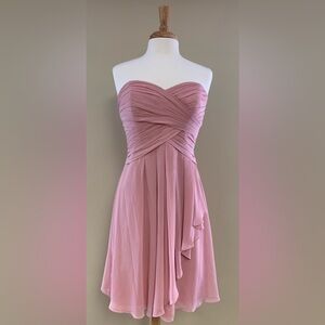 David's Bridal Strapless Blush Dress